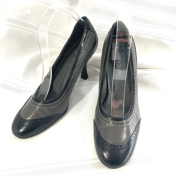 KAREN SCOTT! KENWOOD ALL GENUINE LEATHER BLACK, GRAY PERFORATED HEELS! SZ 7M - Picture 8 of 8